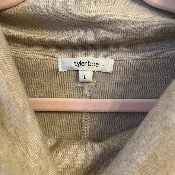Tyler Böe Cowl Neck Tunic Sweater Large Cashmere Blend Beige Tan Preppy Classic - Picture 3 of 12